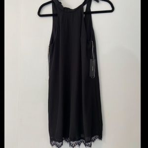Lulus halter flowy black dress with lace bottom